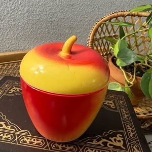 Hazel Atlas Milk Glass Apple Jam Lidded Jar